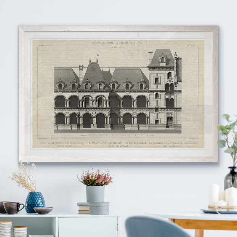 «French Facade I», reproduction d'art encadrée, Imprimé encadré blanc, H 28 po x l 38 po x P 1,3 po