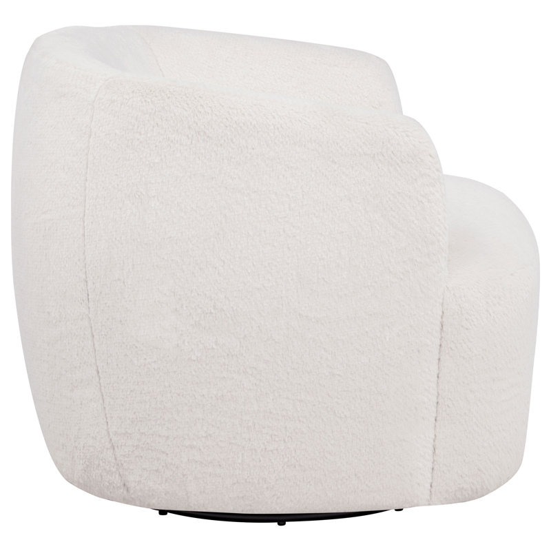 Eadey Faux Sheepskin Upholstered Swivel Chair Natural, Natural Sherpa