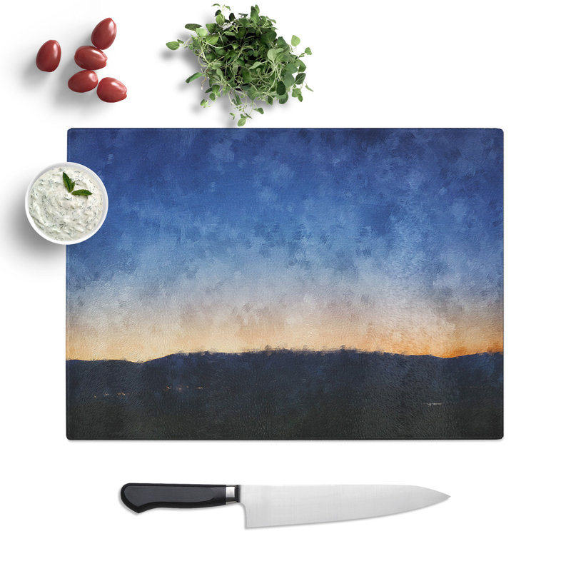 Tempered Glass Mountain Under the Blue Sky Chopping Board, 28.5 cm x 39 cm