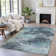 Machine Washable Indoor/Outdoor Xhevrie Teal Rug