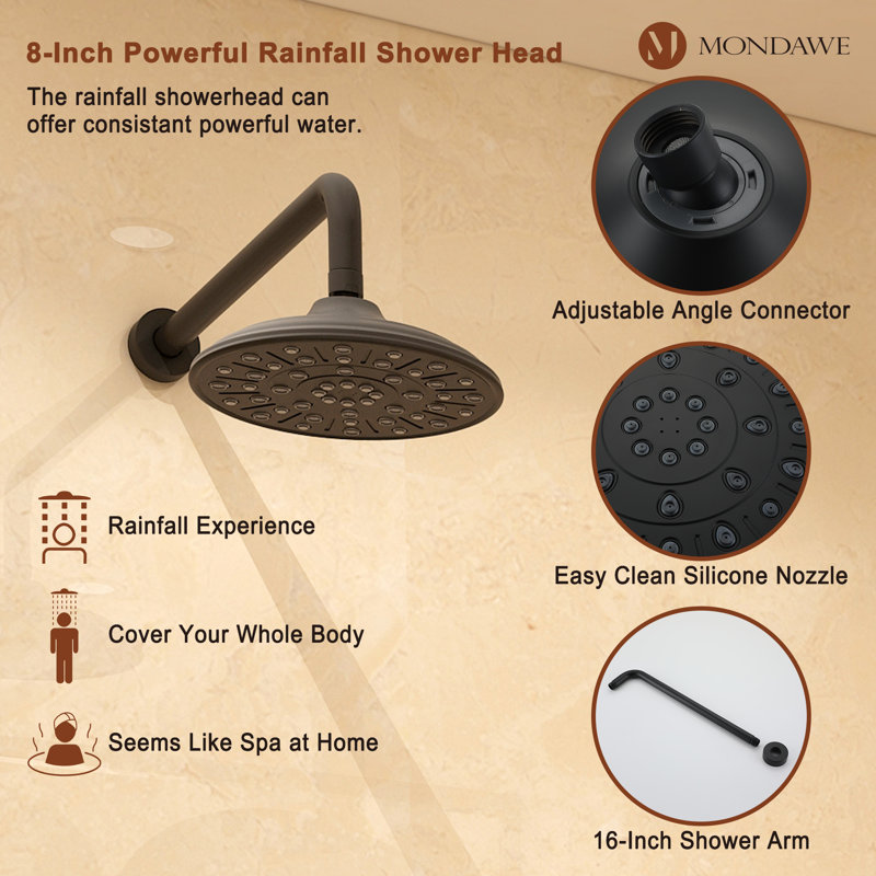 Matte Black Adjustable Multi-Head Rain Shower System with Handheld