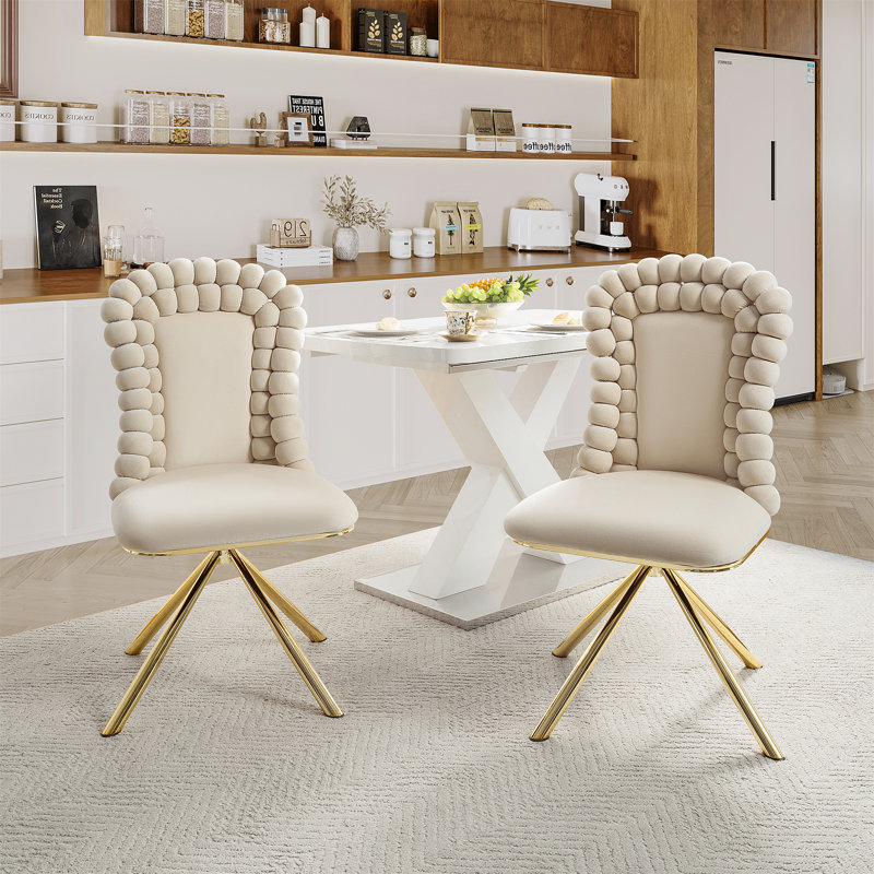 Ensemble de 2 chaises de salle à manger, Beige