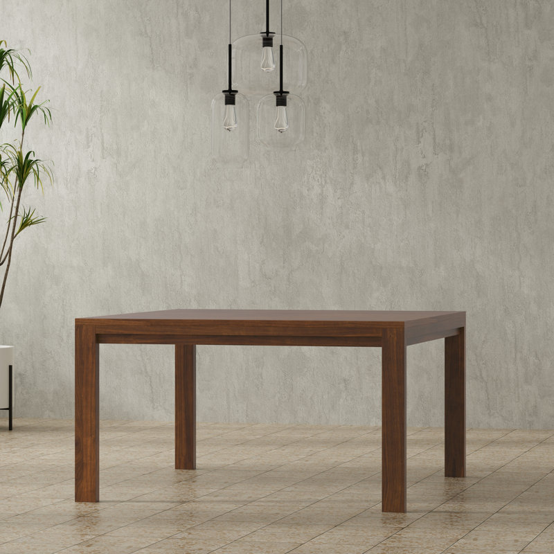 Wilson 54"W Wood Square Dining Table, Transitional Style, Seats 8, Walnut Veneer