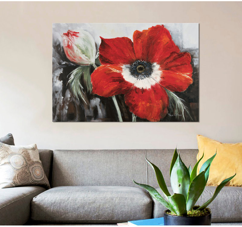 «Poppy in Full Bloom» par Rian Withaar - Estampe numérique sur toile tendue avec châssis, H 12 po x l 18 po x P 1,5 po