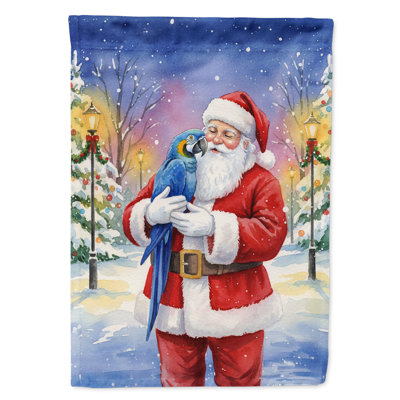 Ara Hyacinthe avec le drapeau de la maison du Père Noël