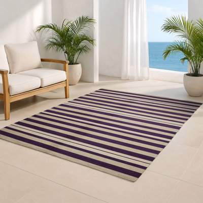 HorizontalStripes Beige Indoor and Outdoor Area Rug