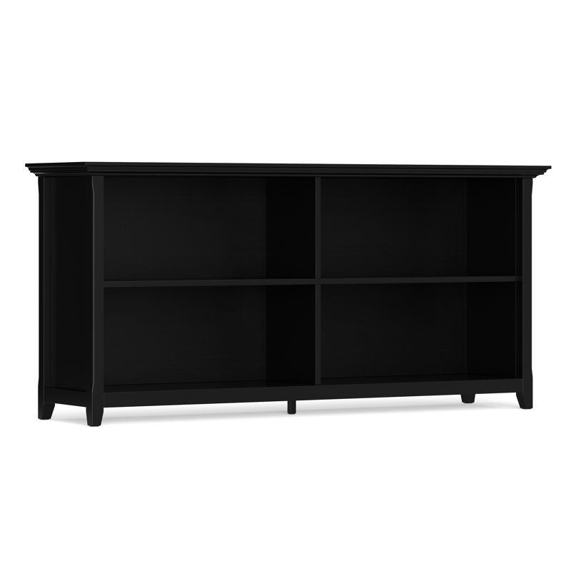 Amherst 30"h Solid Wood Transitional 4-shelf Low Bookcase With Adjustable Shelves And Tapered Legs, Black
