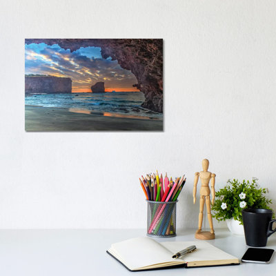 View From Beach At Manele Bay Of Puu Pehe At Sunrise, South Shore Of Lanai Island, Hawaii by Stuart Westmorland - Gallery-Wrapped Canvas Giclée on Canvas