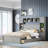 Hachiro Bookcase Bed with Shelves and Cabinets, Sockets, Four Drawers-1860770656