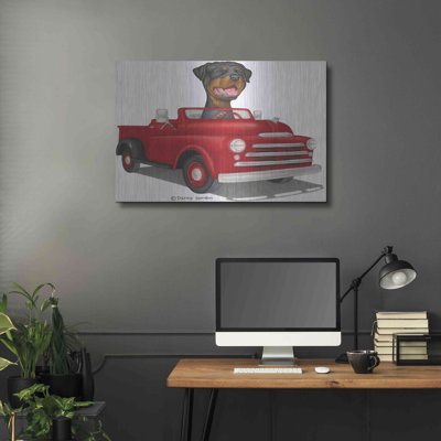 " Rottweiler In Red Truck " by Danny Gordon