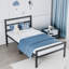Structure de lit plateforme en métal avec tête de lit, structure en métal robuste, aucun sommier nécessaire