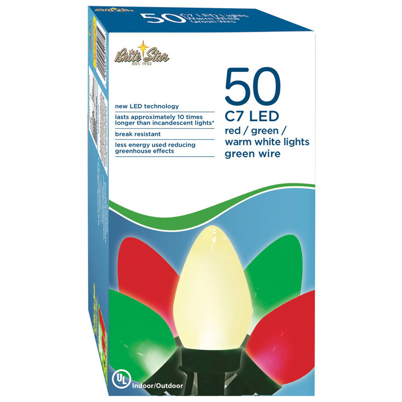 Lumière DEL classique 50 L 50 Ct, Rouge / vert / blanc doux