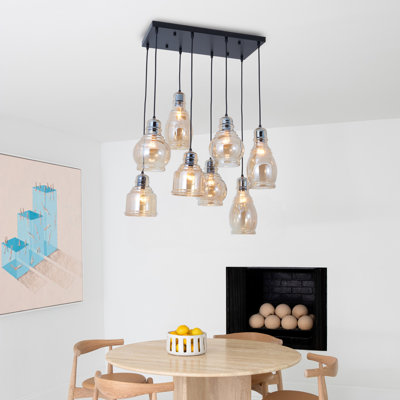 8 - Light Dimmable Cluster Pendant With Matte Black Finsh