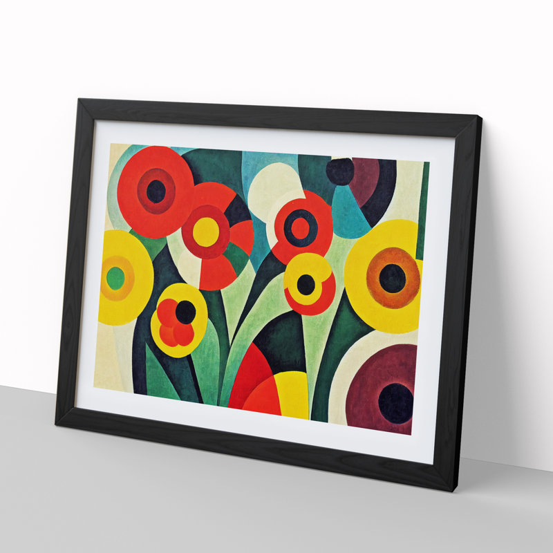 Dreamy Abstract Flowers - Single Picture Frame Print, 46cm H x 64cm W, Black