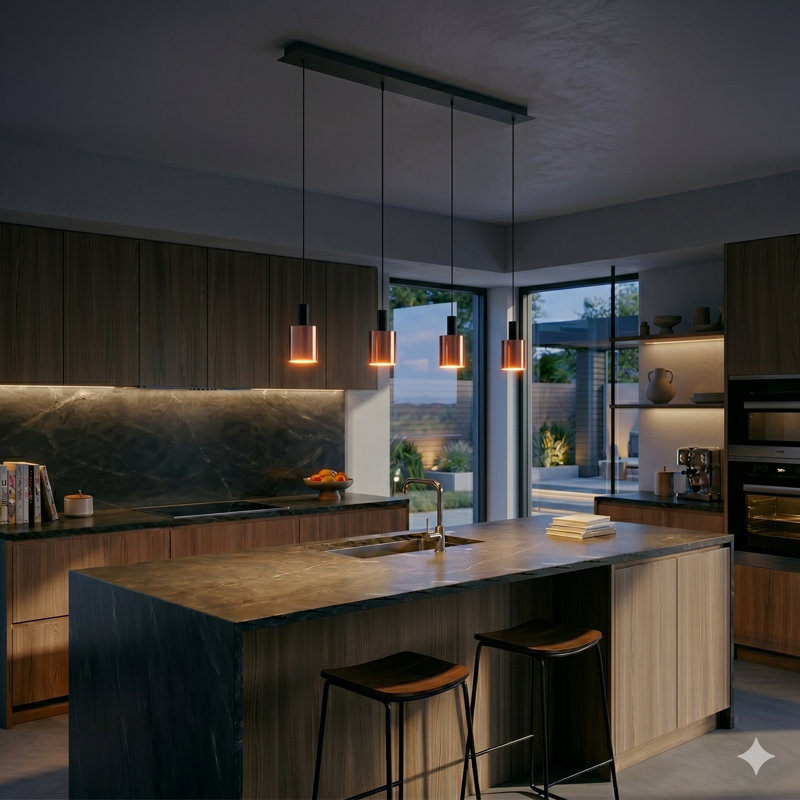 Essoura 4 - Light Kitchen Island Pendant, Black/Copper