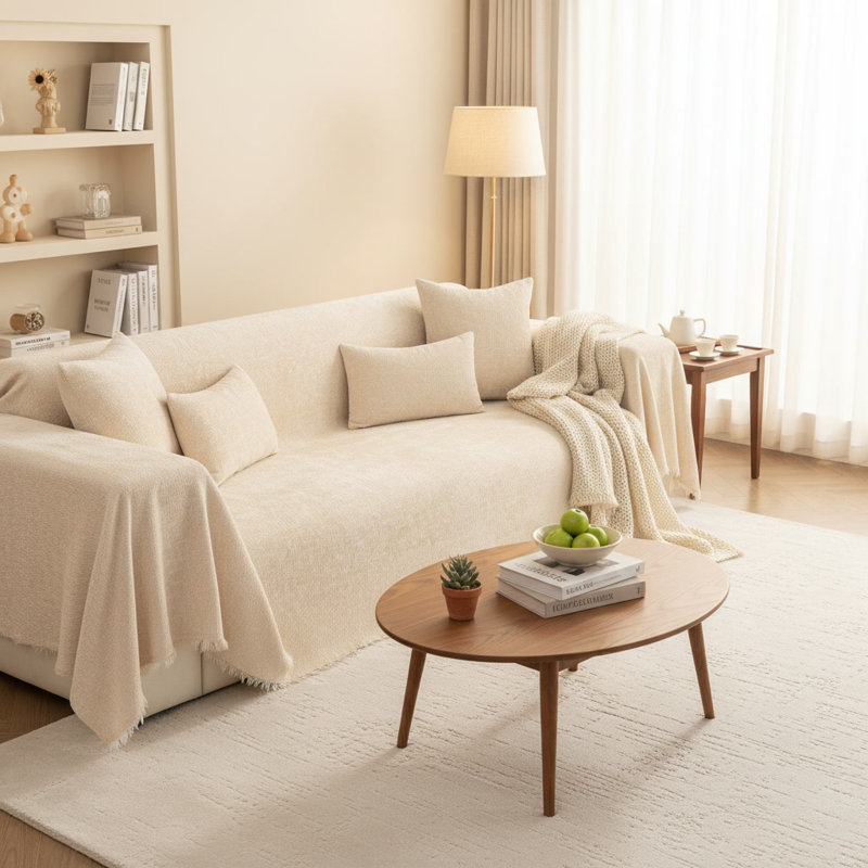 Housse pour canapé Elegant Nordic Chenille, H 71 po x l 118 po, Beige
