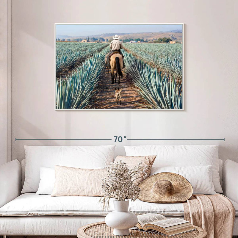 Inspecting Agave Plantation, Floating Frame White, 43" X 29"