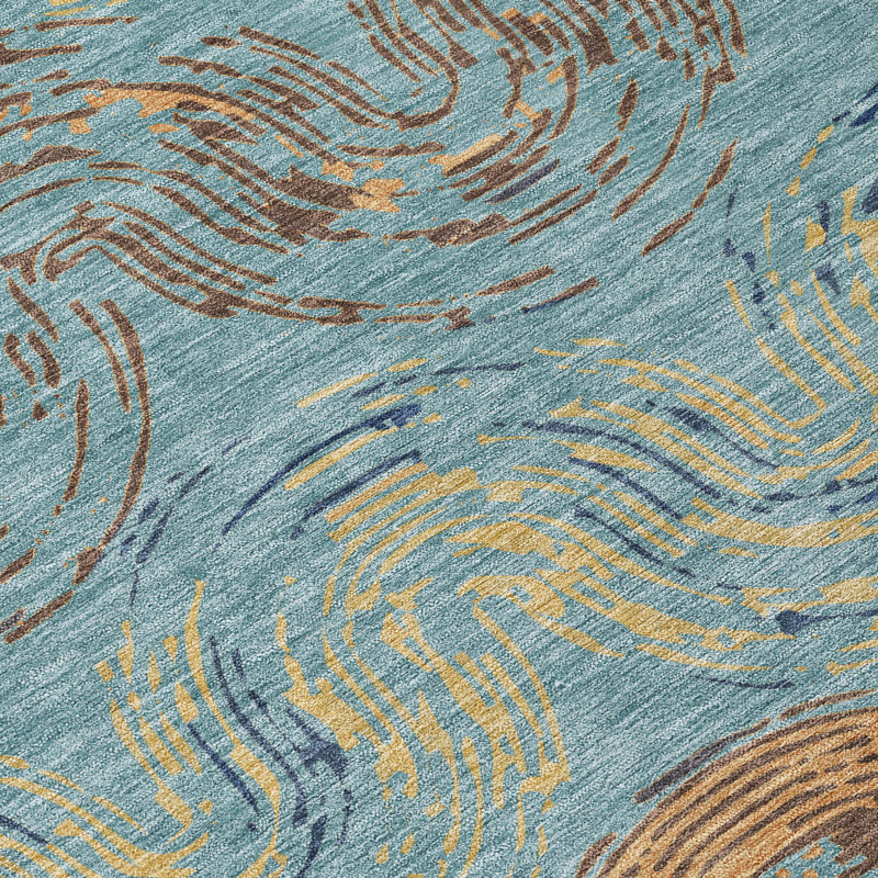 Machine Washable Indoor/Outdoor Chantille ACN2461 Spiral Rug, 2'3" x 7'6" Runner, Teal