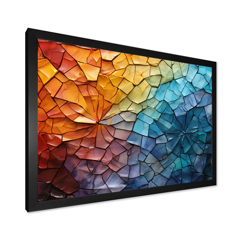 Garnicki Colorful Mosaic II - Abstract Collages, art mural, Cadre simple noir, H 12 po x l 20 po x P 1 po