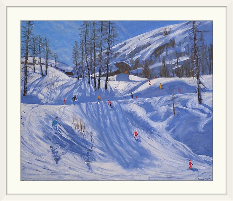 «Ski Station Tignes» par Gonzalez, reproduction d'art, H 27 po x l 32 po x P 1 po, Cadre blanc