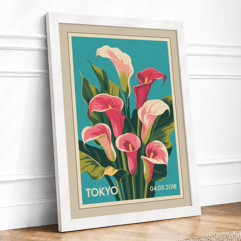 Tokyo Calla Lilies Botanical - Framed Print, A1 - 84.1 x 59.4 cm, White