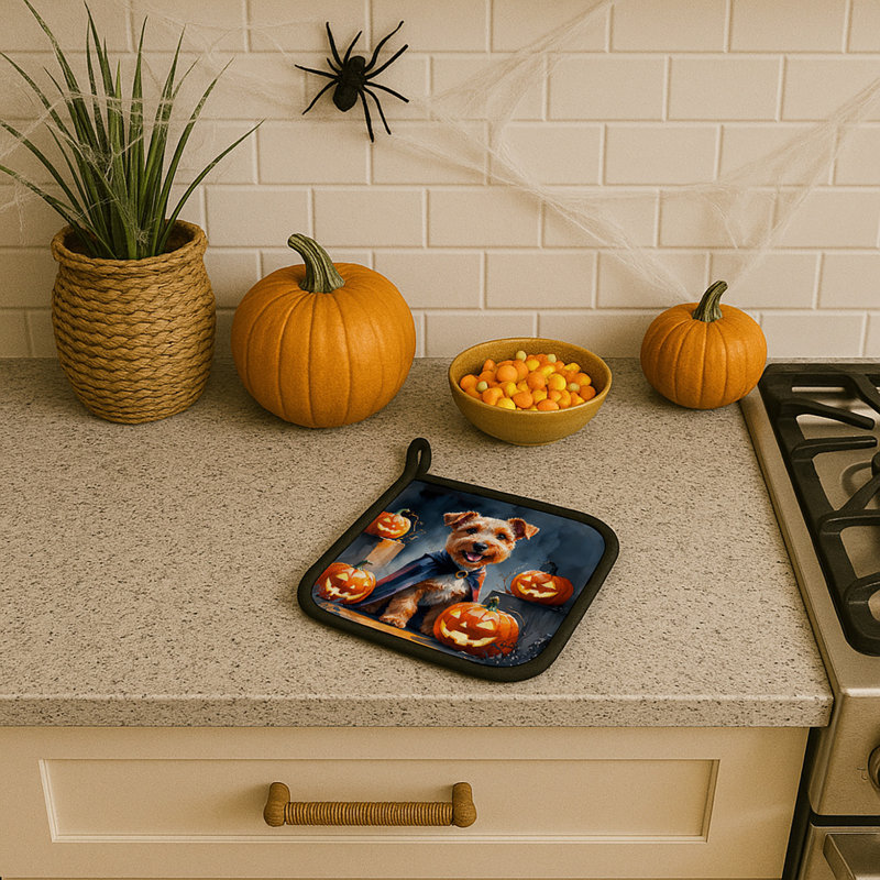Airedale Terrier Puppy Halloween Pair of Pot Holders