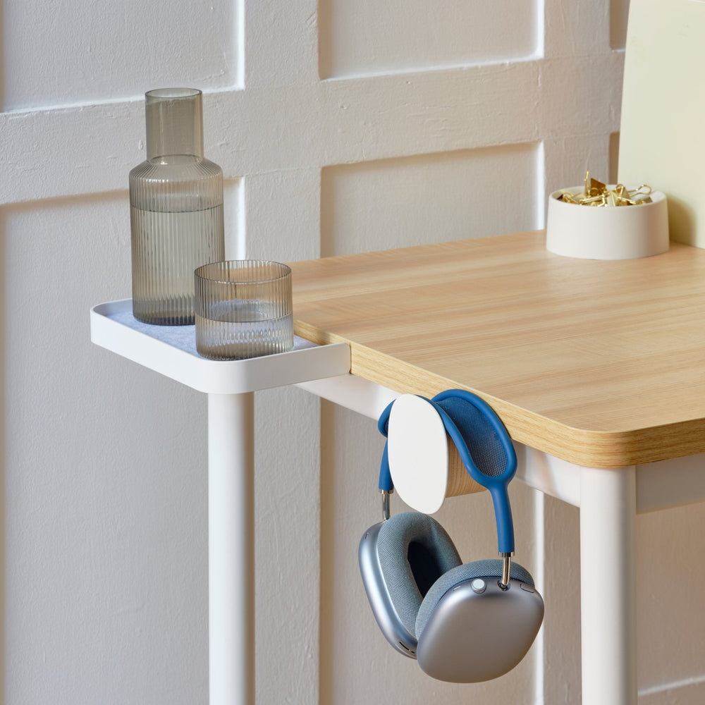 Daily Desk, Woodgrain, White, 28.5" H x 36" W x 24" D