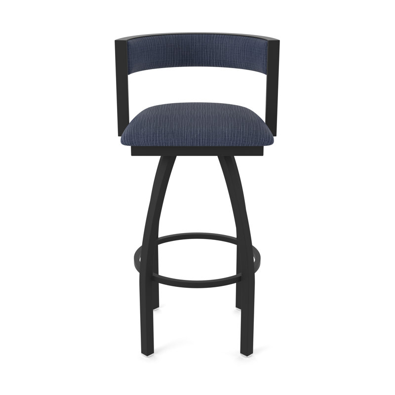 Tabouret Artémis, Noir froissé, Tabouret de bar (siège d'une hauteur de 30 po), Tissu - ancre graphique