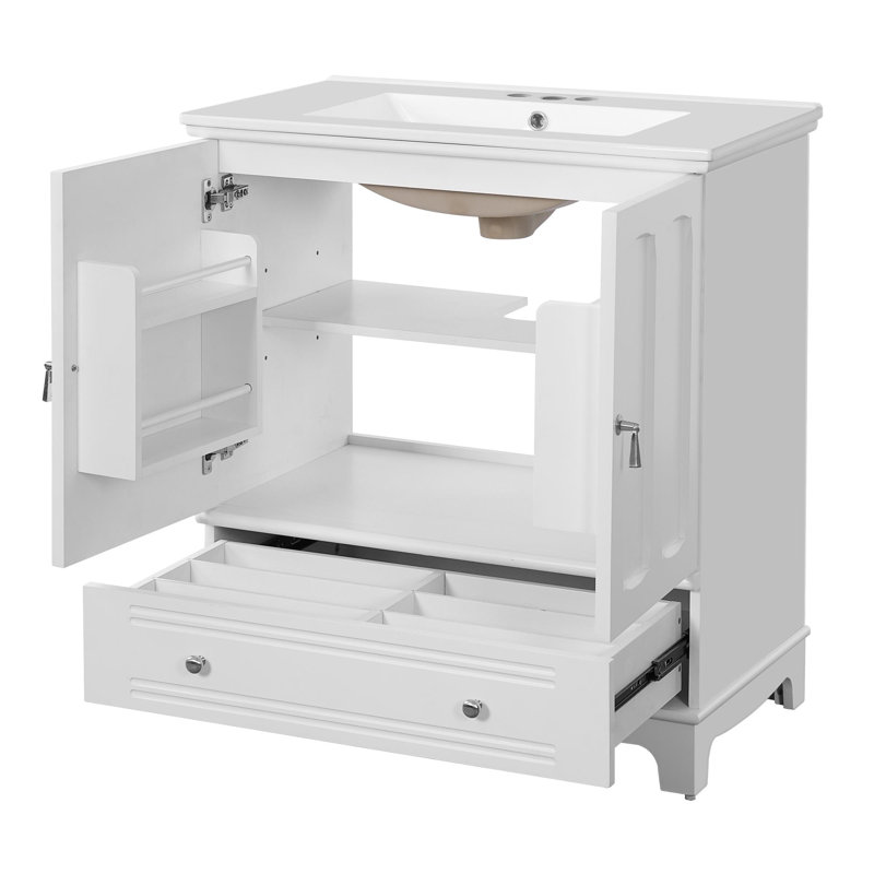 Meuble-lavabo 30 po avec lavabo en céramique, Blanc