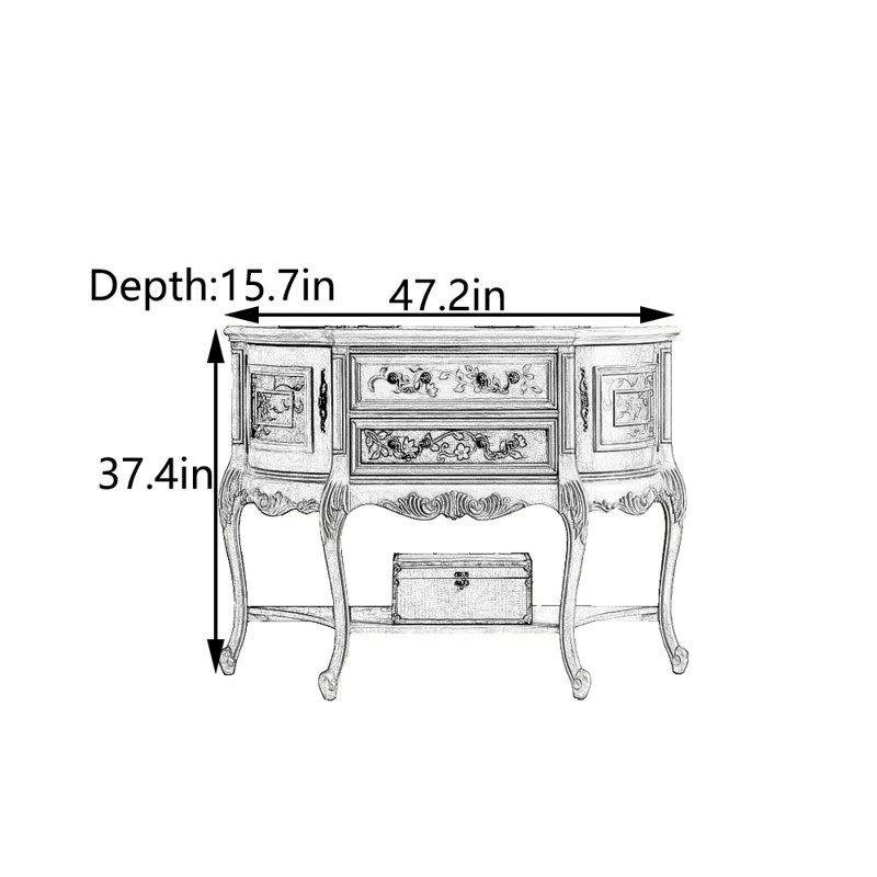 Armoire de couloir peinte à la main, H 37,4 po x l 47,2 po x P 15,7 po