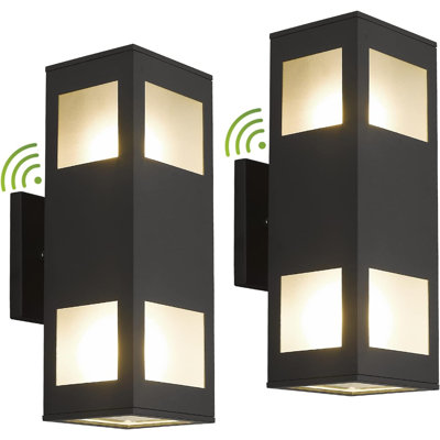 Luminaires d'extérieur pour la maison, lumières murales d'extérieur imperméables du crépuscule à l'aube, luminaires d'extérieur de 13 po en aluminium, appliques murales pour le patio, le garage, le porche, ensemble de 2