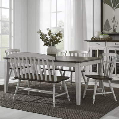 Catriel 6 Piece Rectangular Dining Table Set w/ Bench