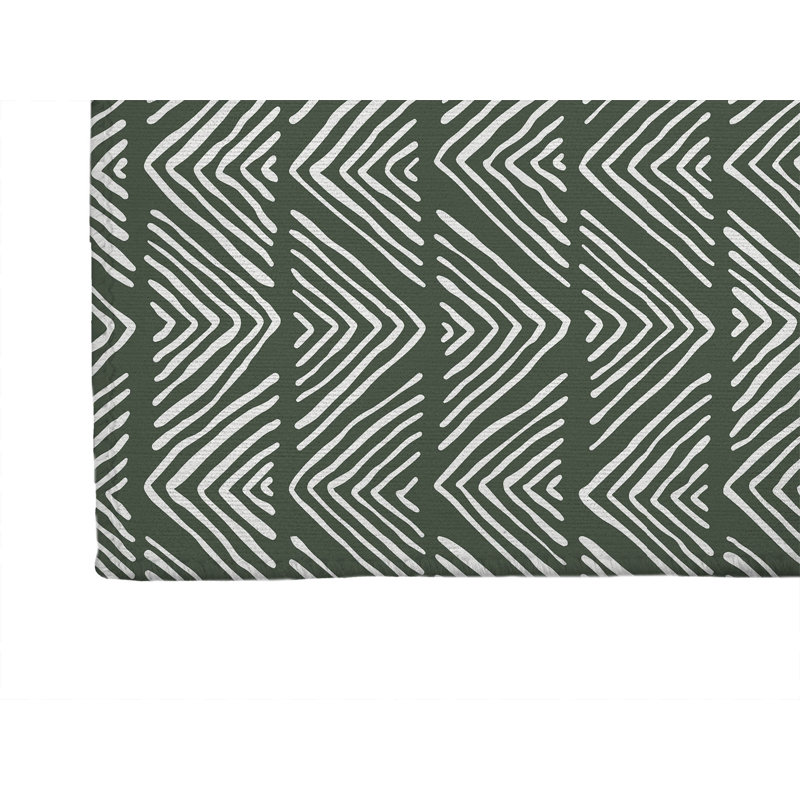 Chev Wave Stripe Non-Slip Outdoor Rug, Runner 2'6" x 8'