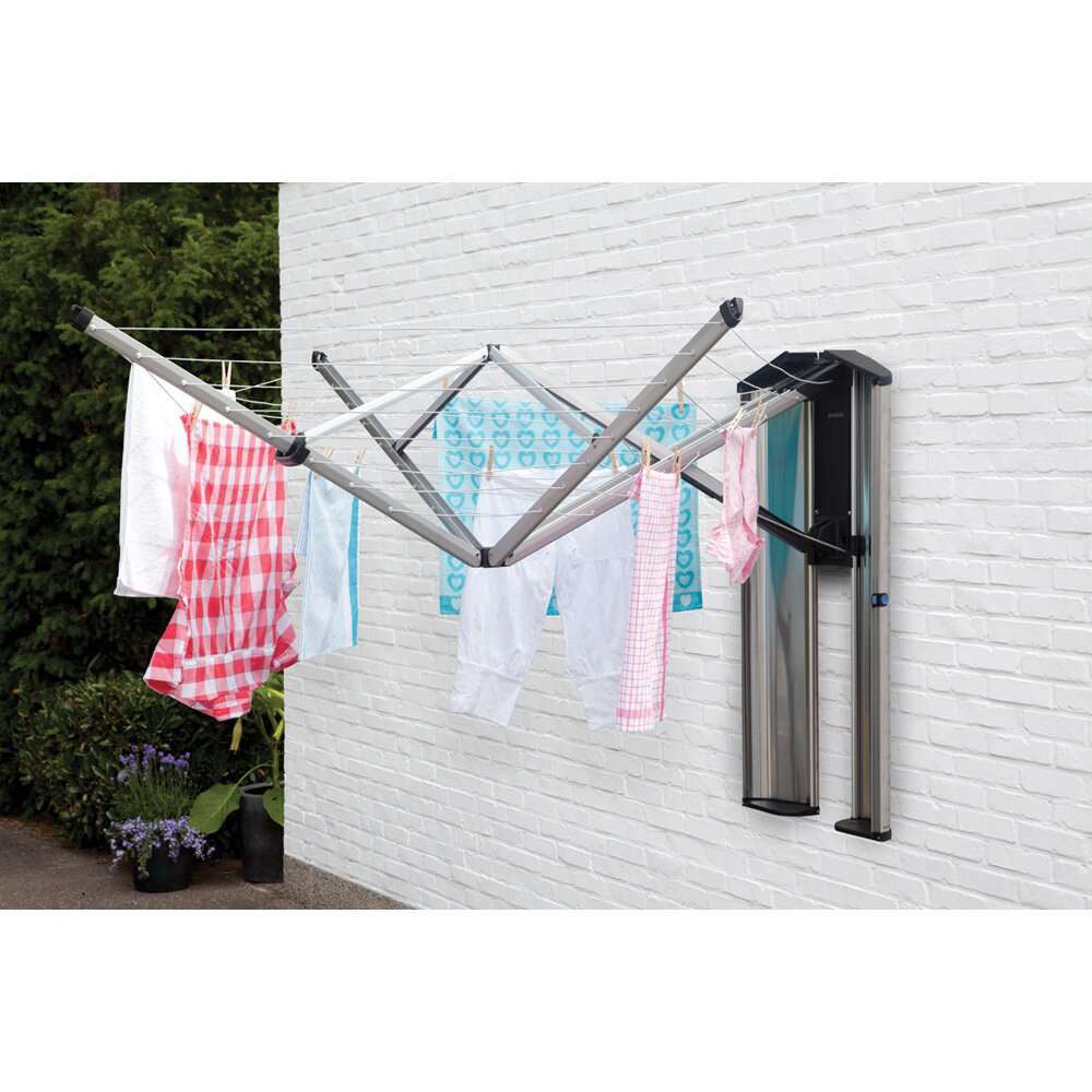 Brabantia WallFix Wall-Mounted Clothes Drying Rack with Protective