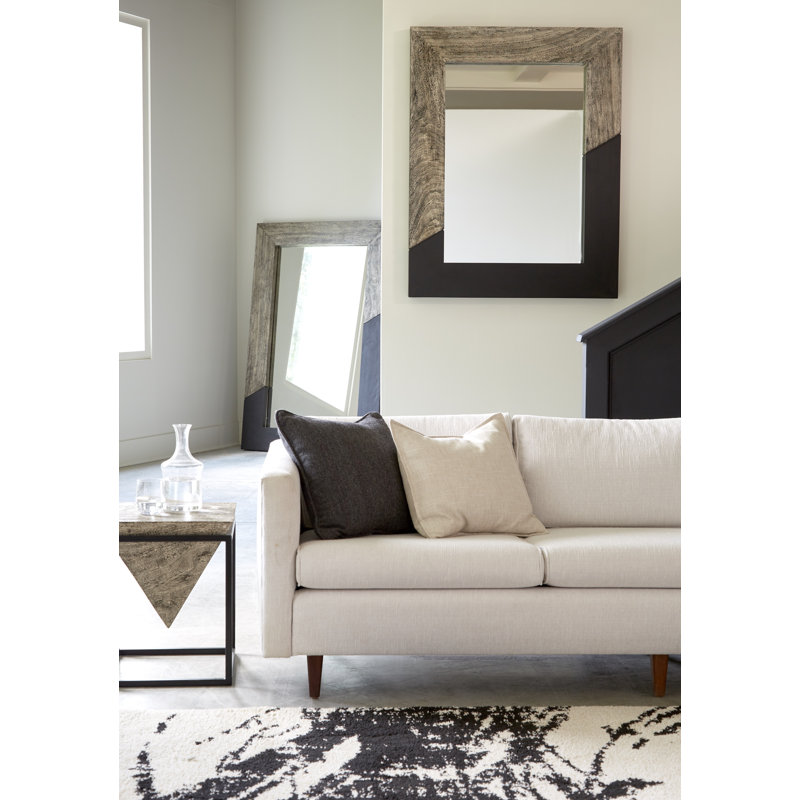Miroir géométrique en bois, H 60 po x l 39 po x P 2 po, Gris/noir
