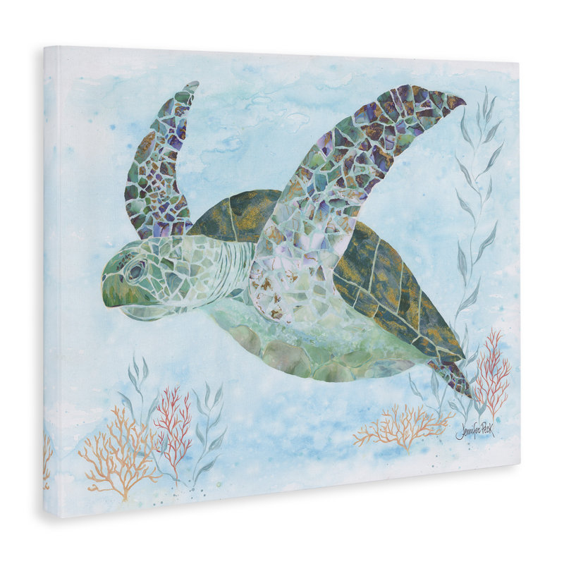 «Mosaic Tortoise Underwater Canvas» par Jennifer Peck, H 30 po x l 40 po