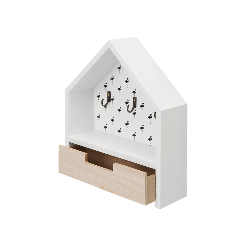 MDF Wood Wall Organizer with Key Hooks