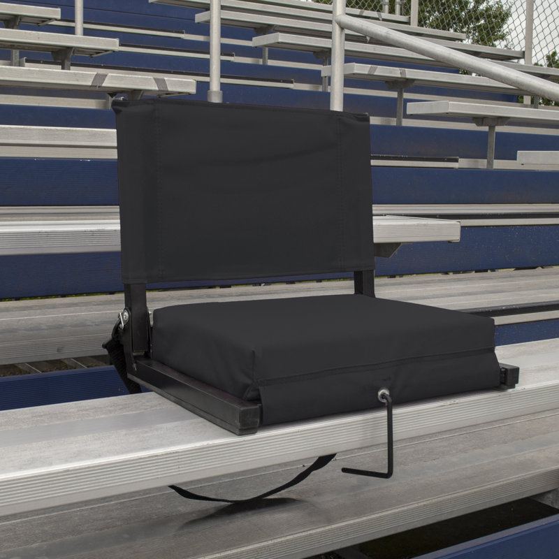 Large Black Canvas Stadium Chair with Padded Seat and Back Support