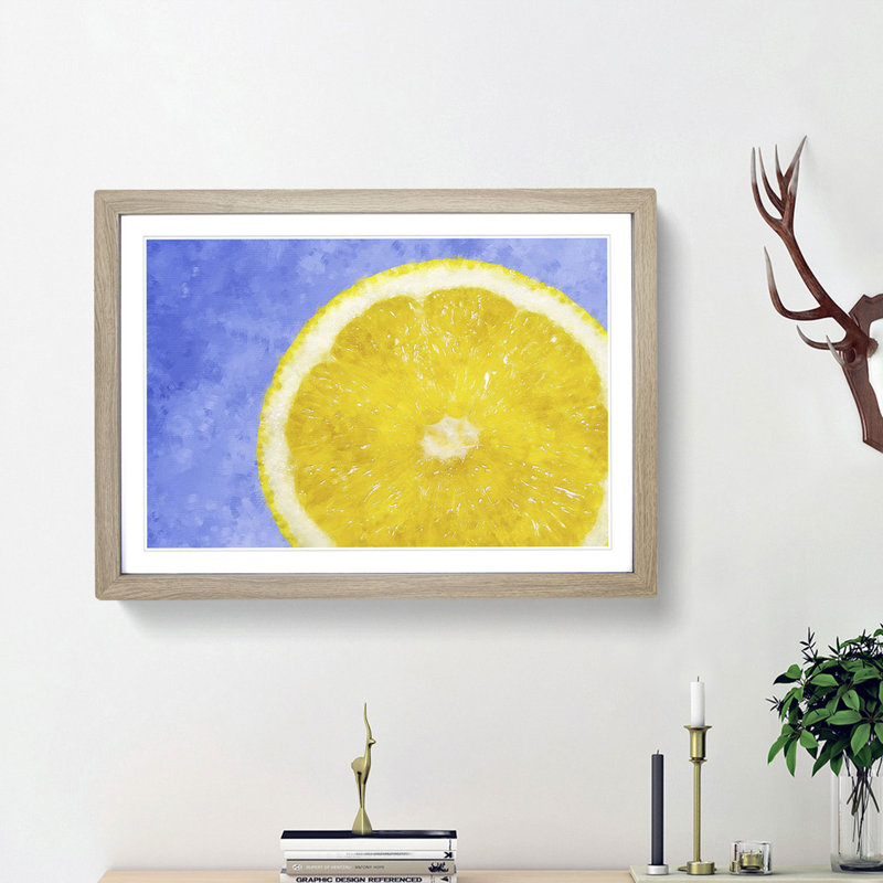 Lemon Slice - Picture Frame Painting Print, 62cm H x 87cm W x 2cm D, Oak Framed