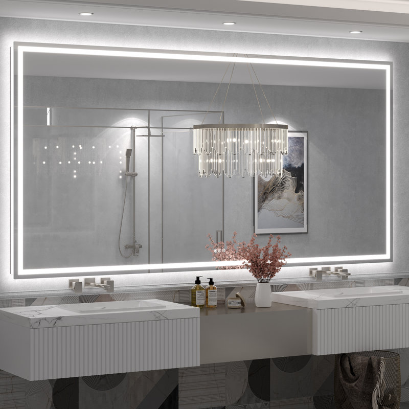 Miroir de salle de bain mural Molly, 96 po x 48 po, Transparent