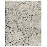 Ravine Hand Knotted Wool Geometric Area Rug in Black/Beige