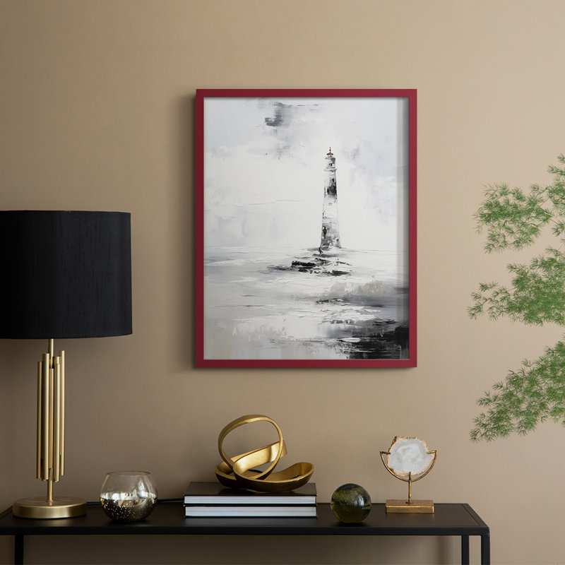 NAUTICAL Series Dxxxxi, reproduction encadrée - bois massif, H 11 po x l 9 po, Rouge