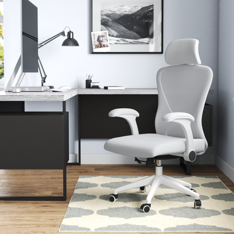 Chaise de travail ergonomique en filet Arjun, Blanc