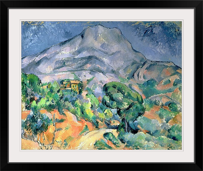 «Mont Sainte Victoire, 1900» par Paul Cezanne - reproduction, H 20 po x l 23 po x P 1 po, Cadre noir