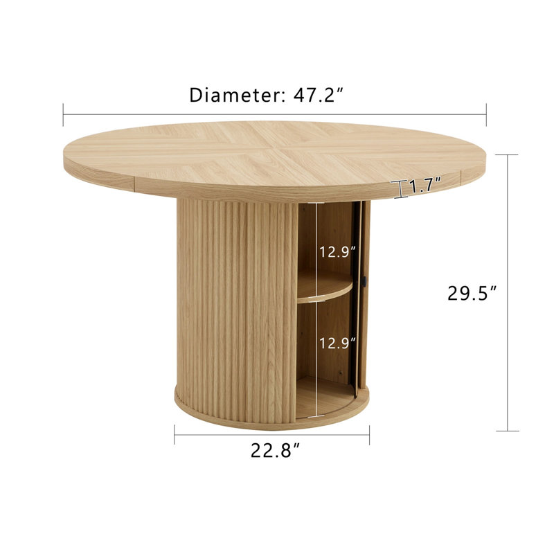 47.2-inch round dining table, Wood