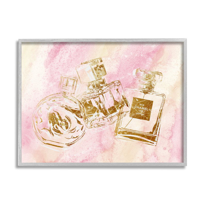«Fashion Bottle Trio Gold Glam Abstract» par Ziwei Li - impression, Estampe numérique Farmhouse, H 24 po x l 30 po