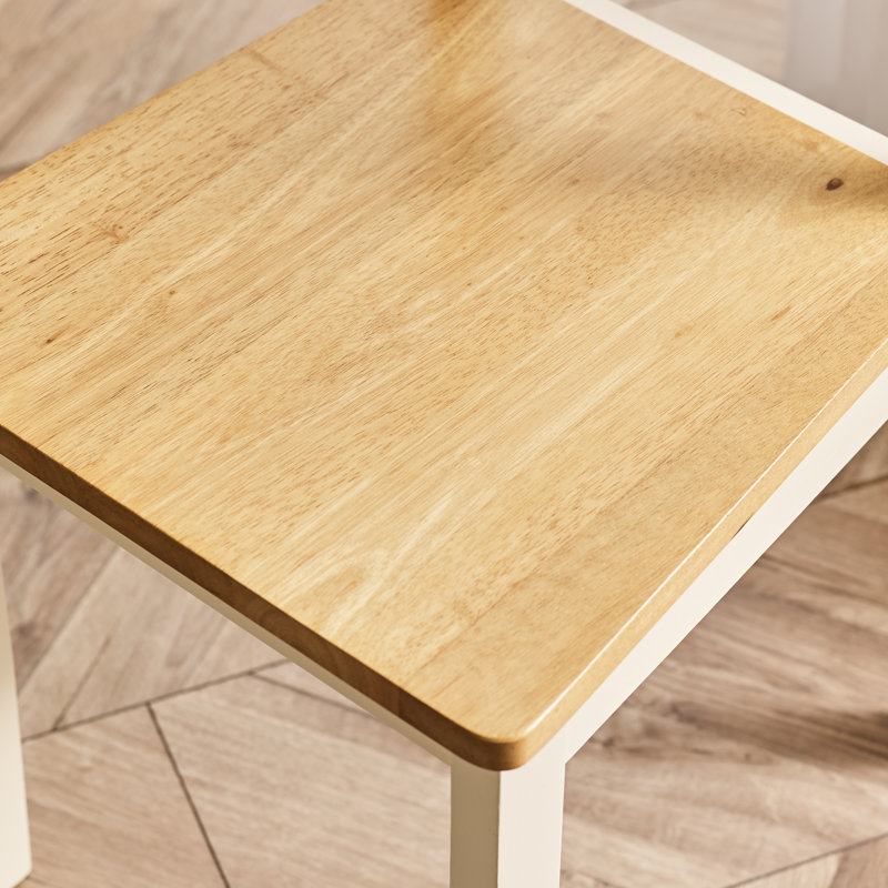 Alissah Rubberwood Extending Dining Table Set, 5 Pieces: Table, 2 Benches, 2 Chairs, Oak/Cream