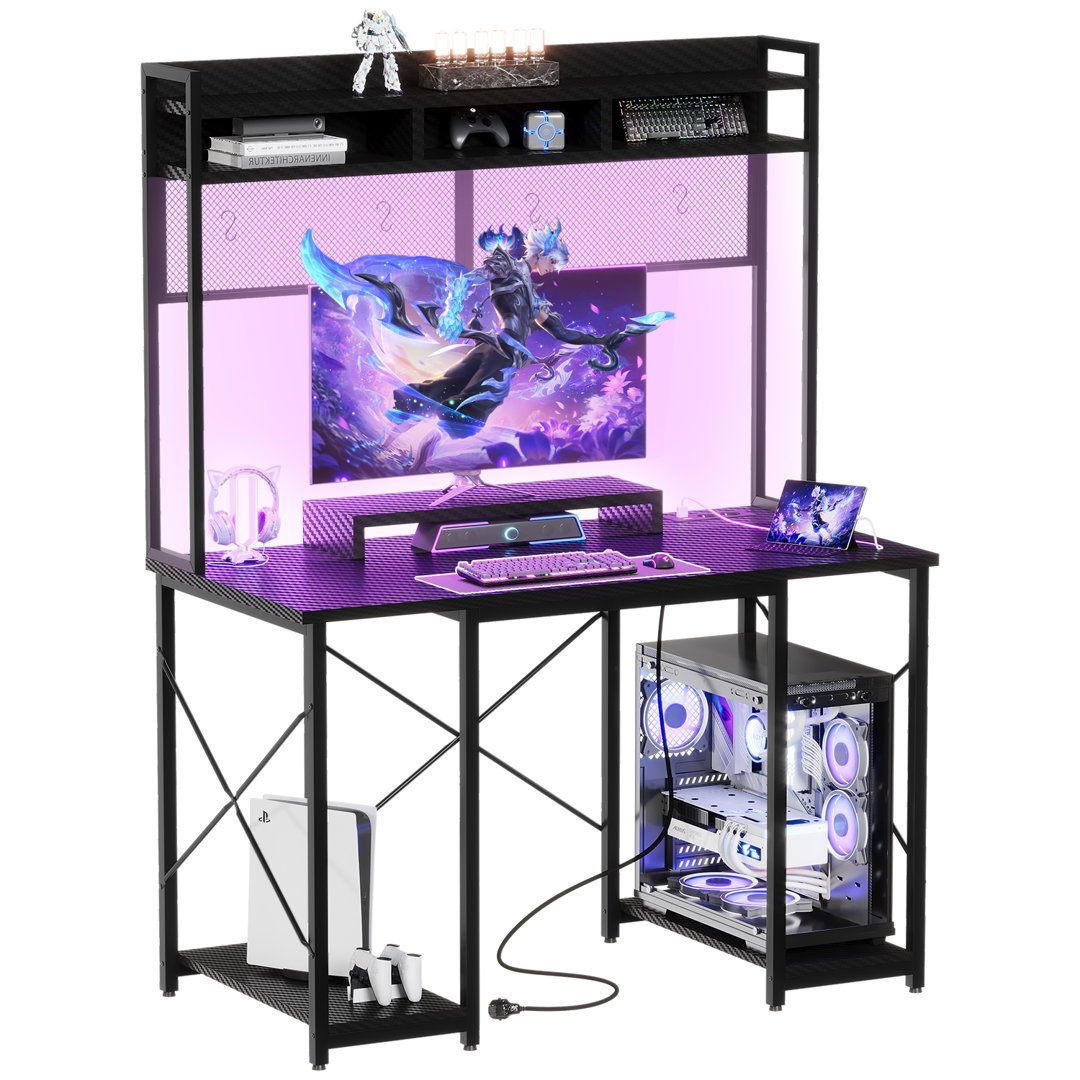 Didi 115cm W Rectangle Computer Desk with Hutch and Cabinet