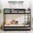 Twin Over Twin Wood Bunk Bed With RGB LED Light,USB Port Charging Station And Guardrail ,Trundle Bed,Reversible Ladder-1469455025