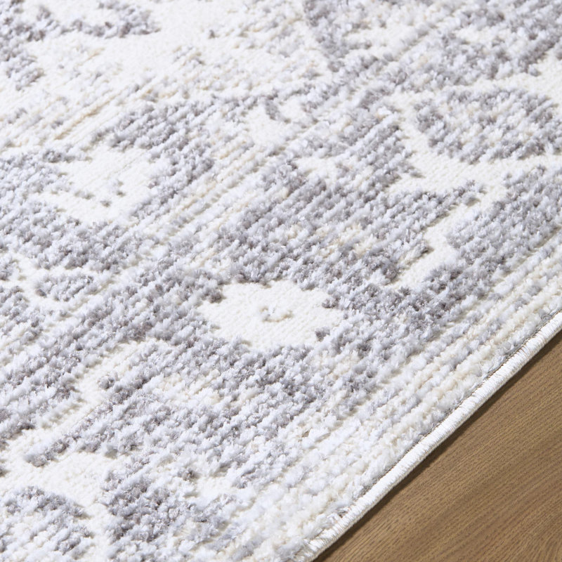 ELLE Decor X Livabliss Smathering Machine Woven Rug, Rectangle 5'3" x 7', Light Gray